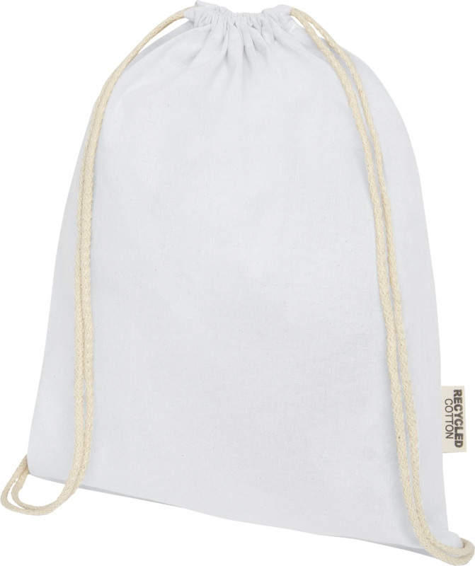 Oregon 140 g/m² GRS recycled cotton drawstring bag in White